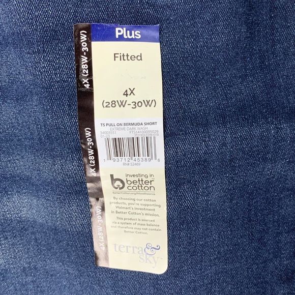 New Womens Terra & Sky 4X Plus Pull On Shorts Denim Extreme Dark Burmuda 4010 - Picture 8 of 8